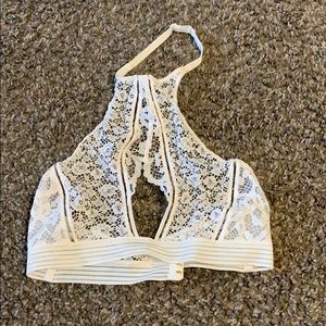 White lace high neck bralette